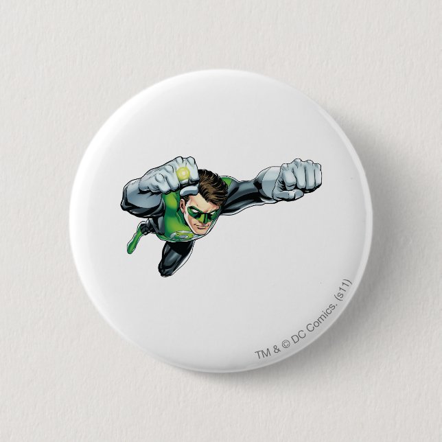 Green Lantern - Fully Rendered,  Flying Right Pinback Button (Front)