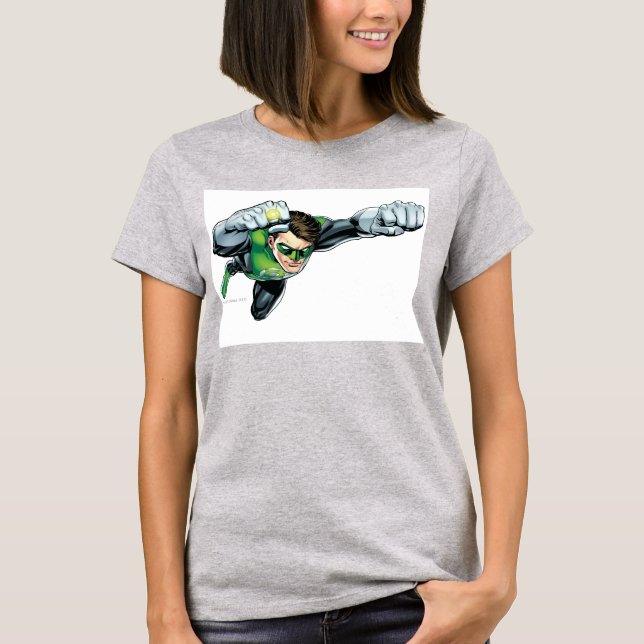 Green Lantern - Fully Rendered,  Flying Right T-Shirt (Front)
