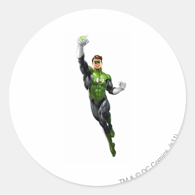 Green Lantern - Fully Rendered,  Flying Up Classic Round Sticker (Front)