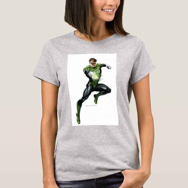 Green Lantern - Fully Rendered,  Jumping T-Shirt (Front)