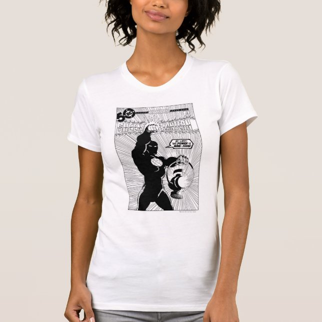 Green Lantern - Glowing Lantern, Black and White T-Shirt (Front)