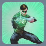 Green Lantern & Glowing Ring Square Sticker