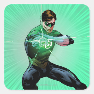 Green Lantern & Glowing Ring Square Sticker