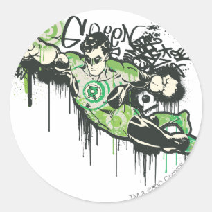 Green Lantern Graffiti Character Classic Round Sticker