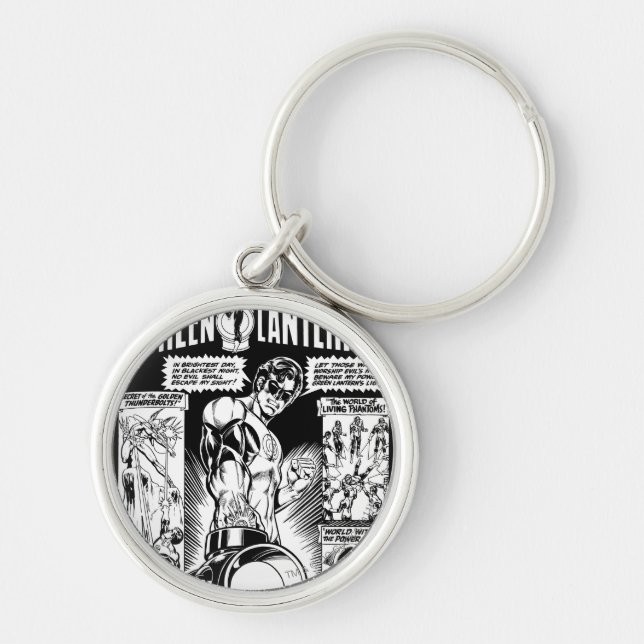 Green Lantern  - Green Shaded Comic, Black and Whi Keychain (Front)