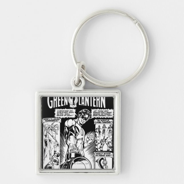 Green Lantern  - Green Shaded Comic, Black Keychain (Front)