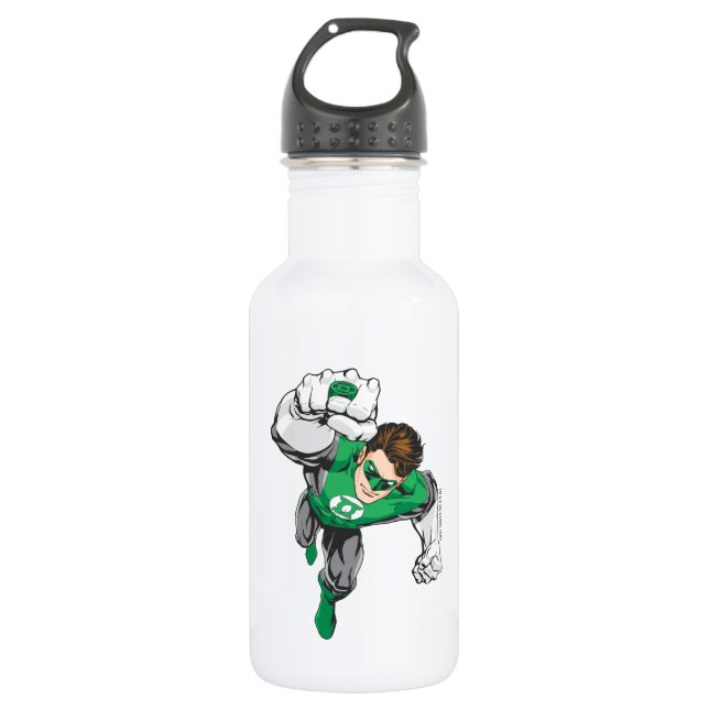Green Lantern In Flight Stainless Steel Water Bottle (Front)