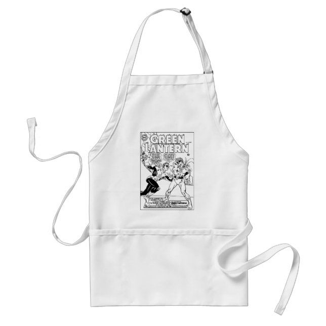 Green Lantern in the ring, Black and White Adult Apron (Front)