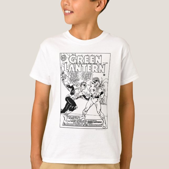 Green Lantern in the ring, Black and White T-Shirt (Front)