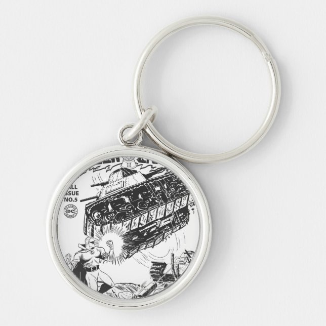 Green Lantern in the trenches, Black and White Keychain (Front)