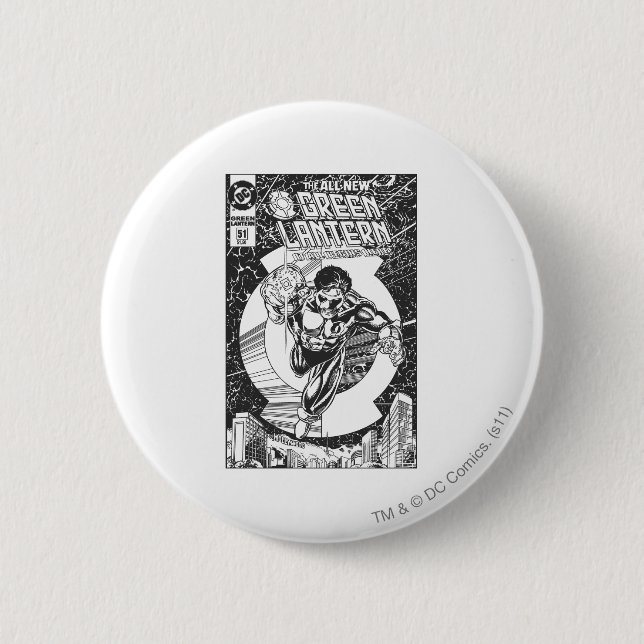 Green Lantern - It all begins here, Black and Whit Button (Front)