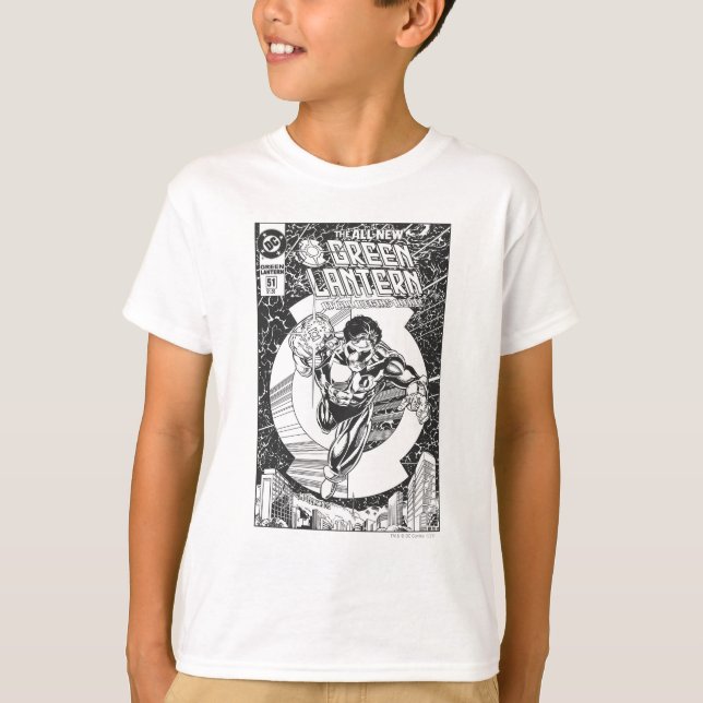 Green Lantern - It all begins here, Black and Whit T-Shirt (Front)