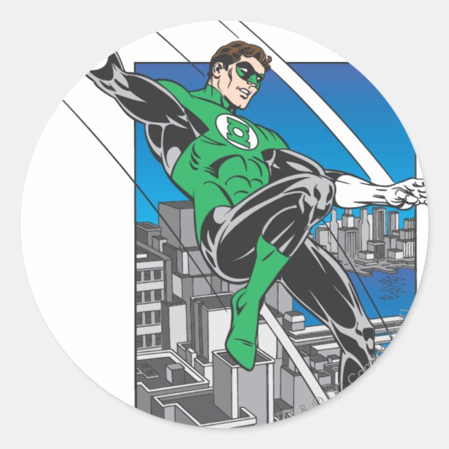 Green Lantern Lands in City Classic Round Sticker (Front)