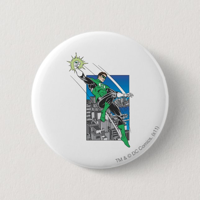 Green Lantern Lands in City Pinback Button (Front)