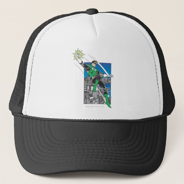 Green Lantern Lands in City Trucker Hat (Front)