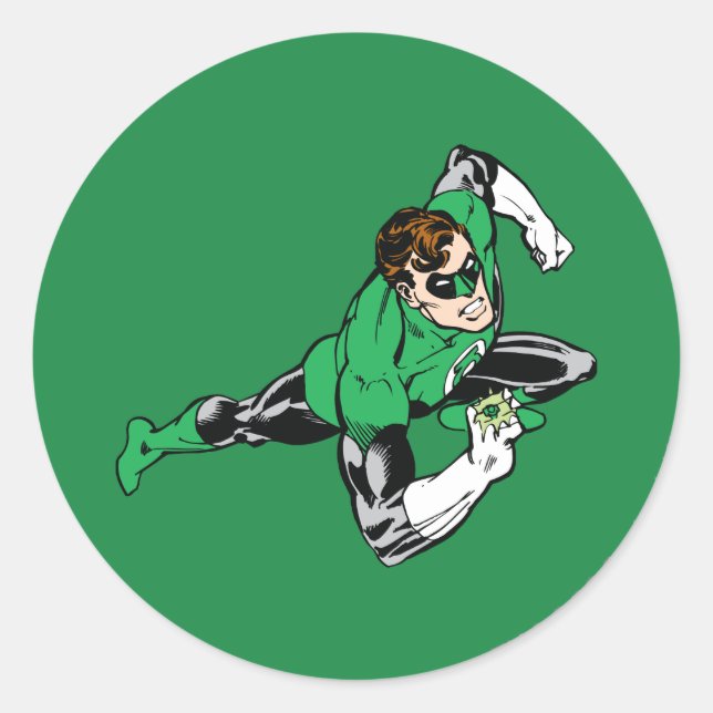 Green Lantern Leap Right Classic Round Sticker (Front)