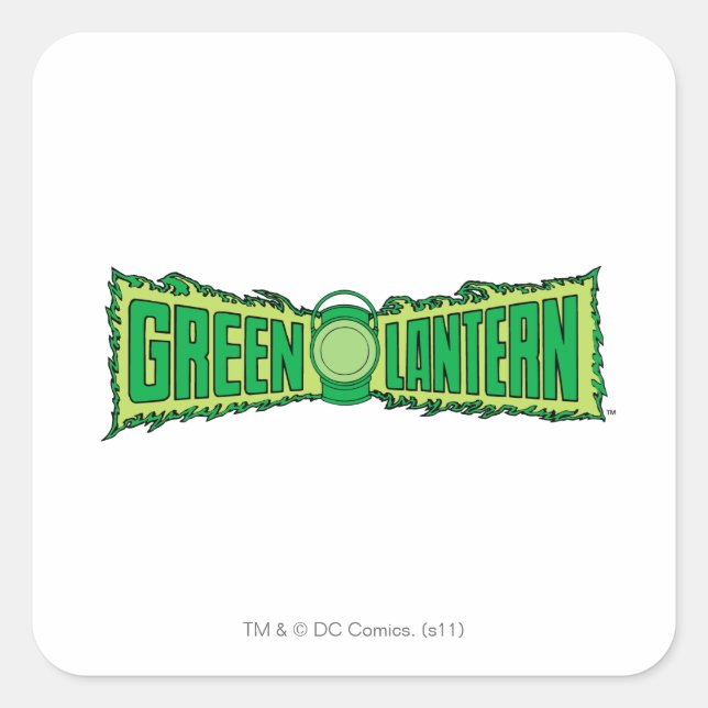 Green Lantern Logo with Lantern Square Sticker (Front)
