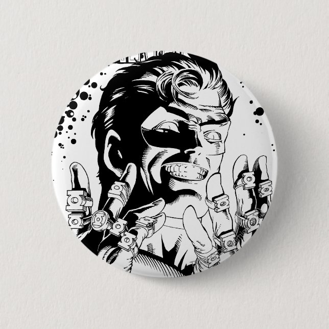 Green Lantern  - Many Rings, Black and White Button (Front)
