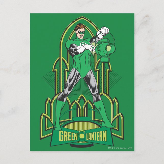 Green Lantern on decorative background Postcard (Front)
