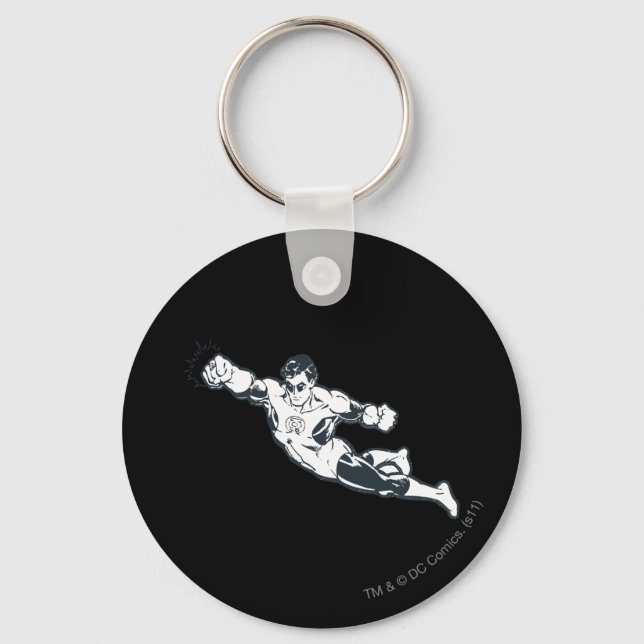 Green Lantern Punches BW Keychain (Front)