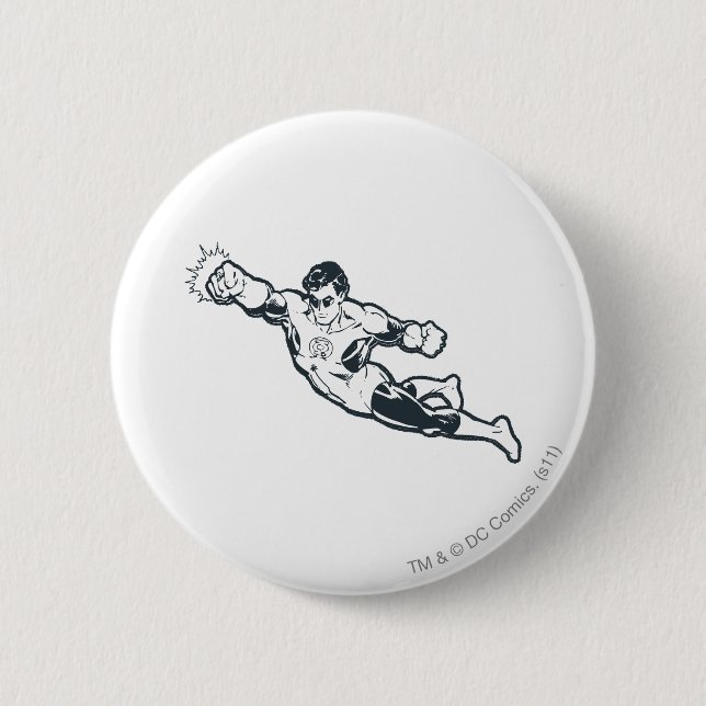 Green Lantern Punches BW Pinback Button (Front)