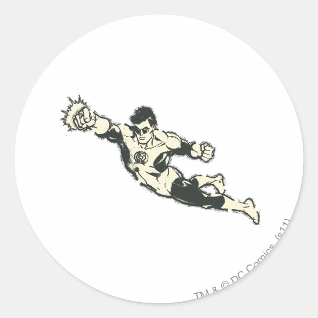 Green Lantern Punches Grunge Classic Round Sticker (Front)