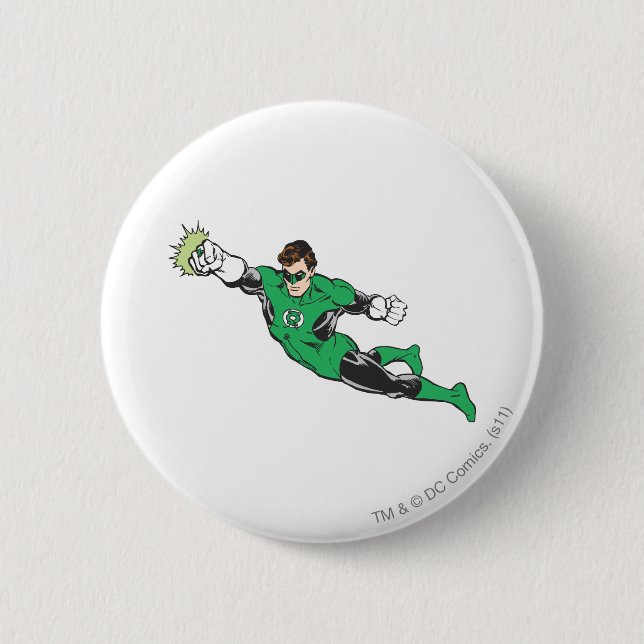 Green Lantern Punches Pinback Button (Front)