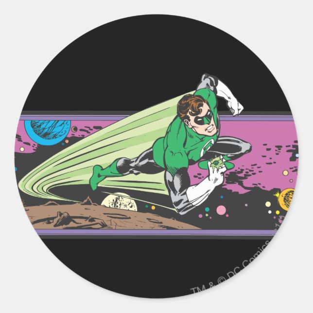 Green Lantern Races Thru Space Classic Round Sticker (Front)