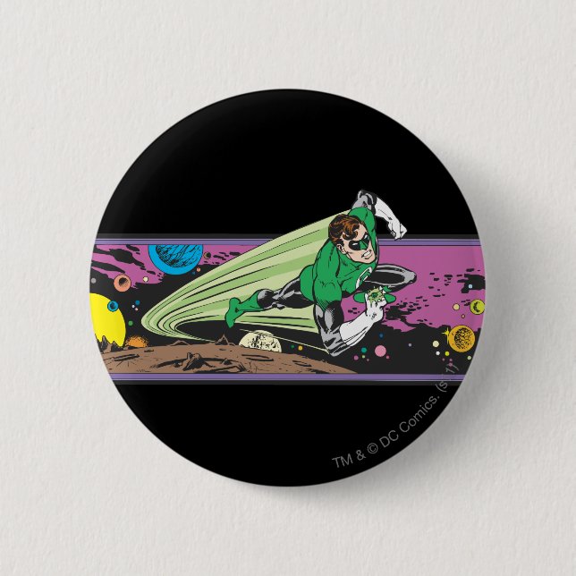 Green Lantern Races Thru Space Pinback Button (Front)
