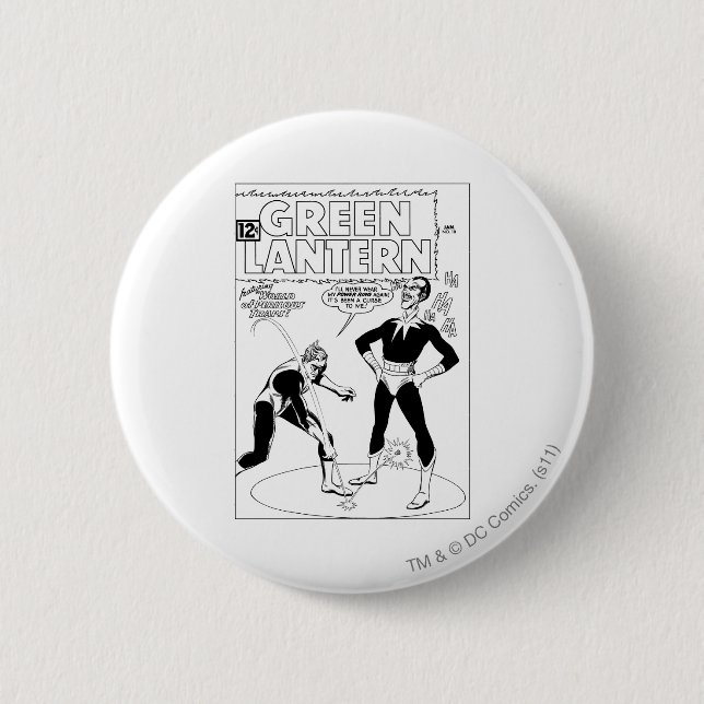 Green Lantern Removes Ring, Black and White Button (Front)