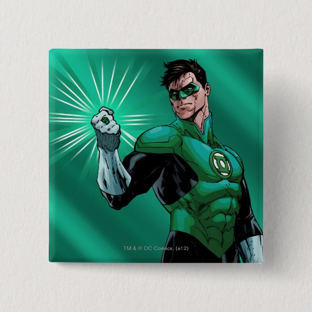 Green Lantern & Ring Pinback Button (Front)