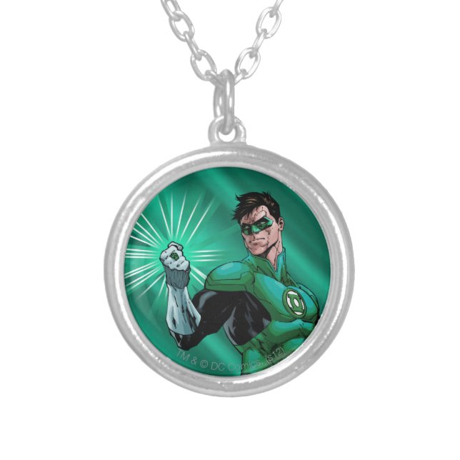 Green Lantern & Ring Silver Plated Necklace (Front)
