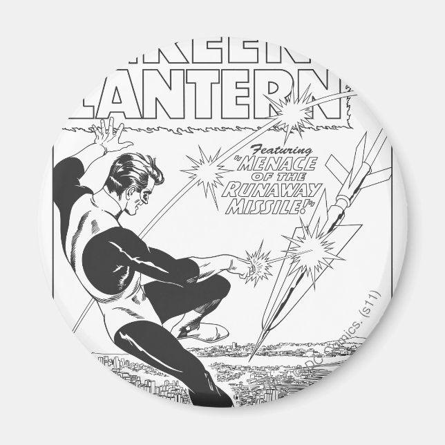 Green Lantern - Runaway Missile, Black and White Magnet (Front)