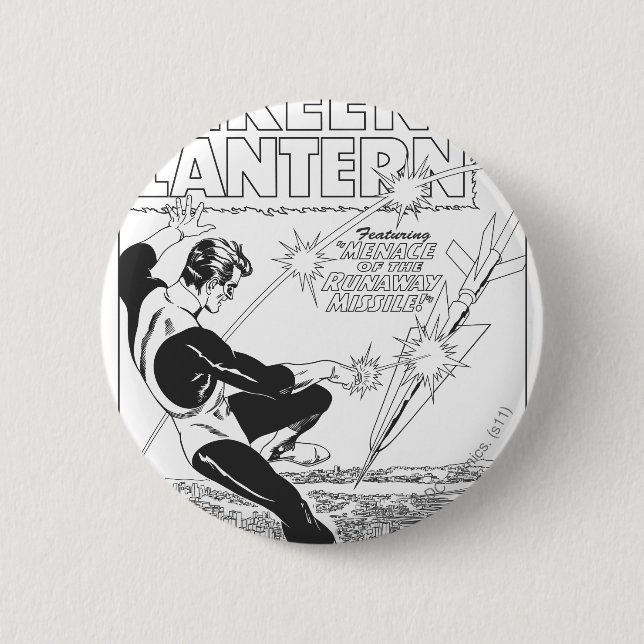 Green Lantern - Runaway Missile, Black and White Pinback Button (Front)