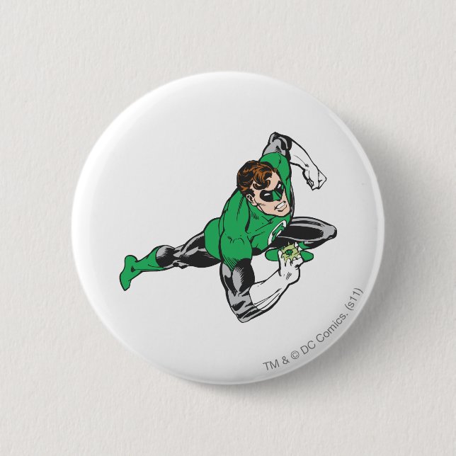 Green Lantern Runs Pinback Button (Front)