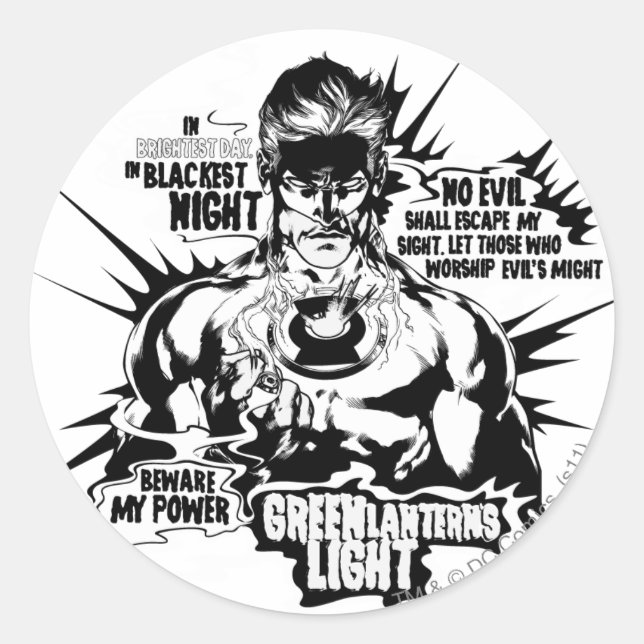 Green Lantern Text Collage Classic Round Sticker (Front)