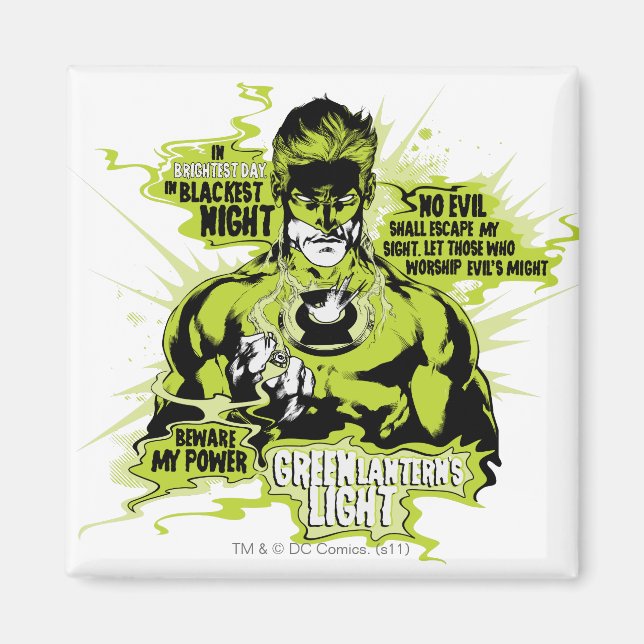 Green Lantern Text Collage - Color Magnet (Front)