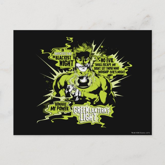 Green Lantern Text Collage - Color Postcard (Front)