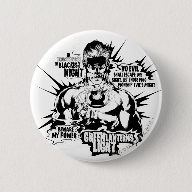 Green Lantern Text Collage Pinback Button (Front)