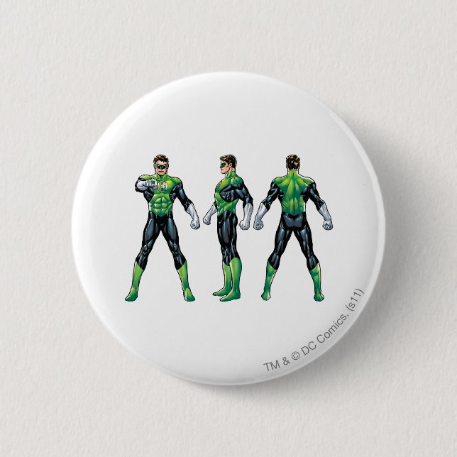Green Lantern Three Views Pinback Button (Front)