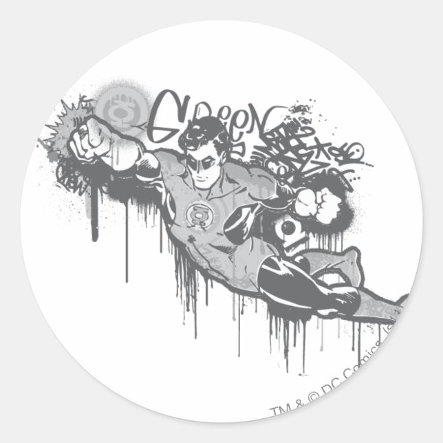Green Lantern - Twisted Innocence BW Classic Round Sticker (Front)
