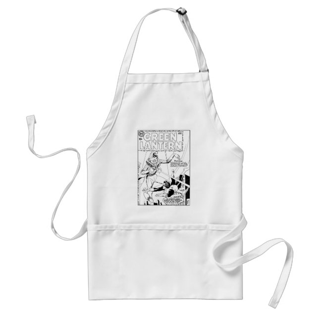 Green Lantern vs Clown, Black and White Adult Apron (Front)