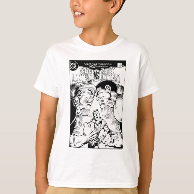 Green Lantern vs Green Lantern, Black and White T-Shirt (Front)