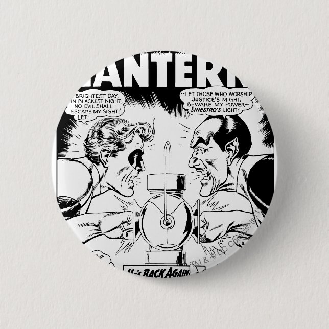 Green Lantern vs Sinestro, Black and White Button (Front)