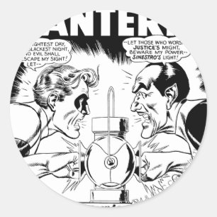 Green Lantern vs Sinestro, Black and White Classic Round Sticker