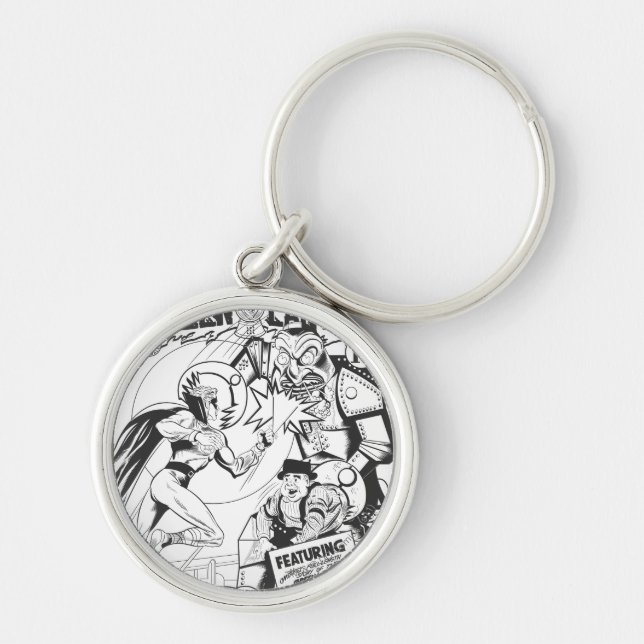 Green Lantern vs The Wizard of Odds, Black and Whi Keychain (Front)