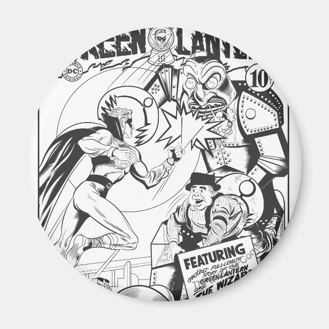 Green Lantern vs The Wizard of Odds, Black and Whi Magnet (Front)