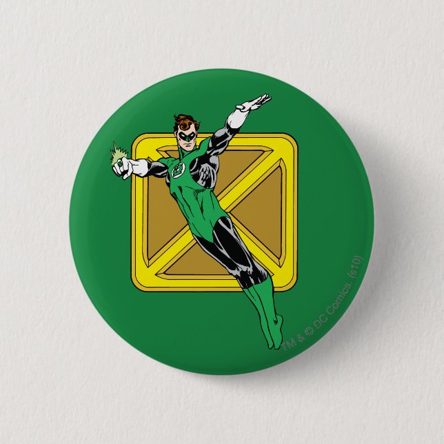 Green Lantern  with Background Pinback Button (Front)