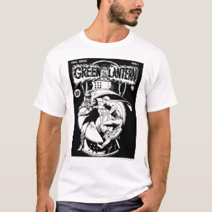 Green Lantern with cape in fight, Black and White T-Shirt