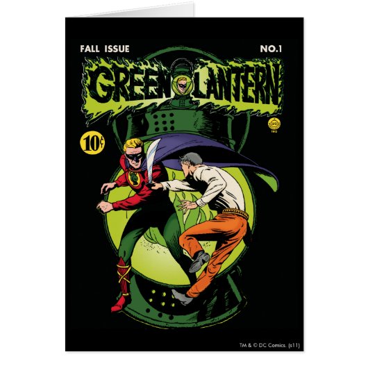 Green Lantern with cape in fight Cards (Front)